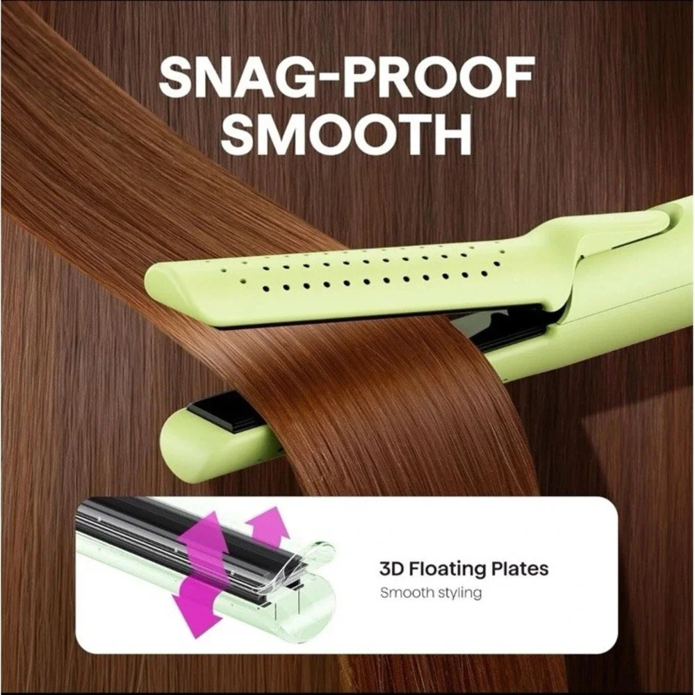 Wavytalk 1 Inch Curling Iron, Airflow Styler with 360° Cooling Air to Lock Green